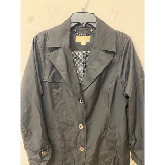 Michael Kors Women's Black Reefer Trench Coat Size OX Defected (MISSING BELT) - Picture 2 of 6